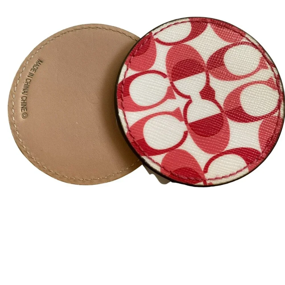 Coach Circle Compact Mirror with Signature Design